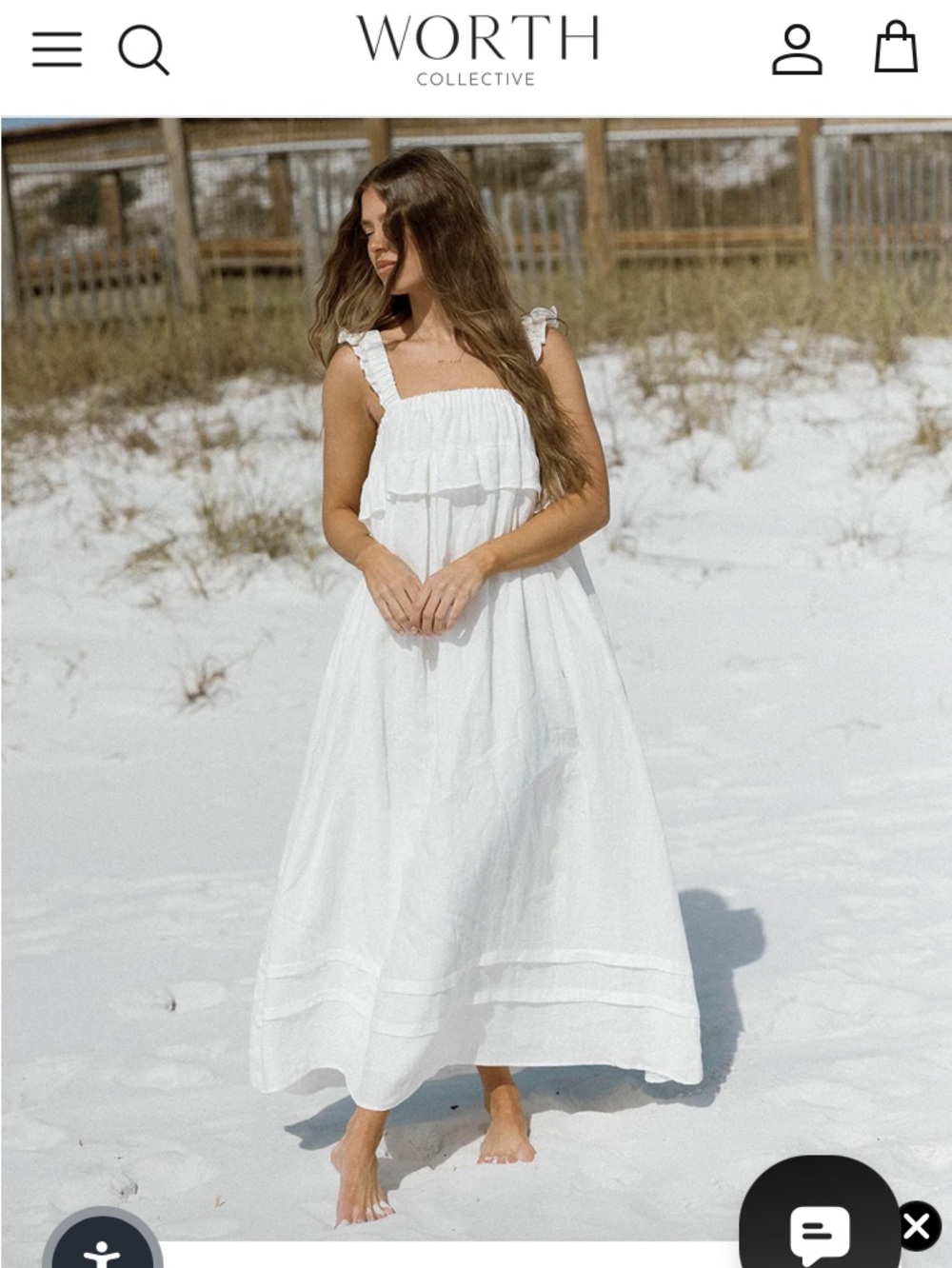 WORTH Lelah 💯 Linen Maxi Dress  in White  Bump-Friendly 
Size M